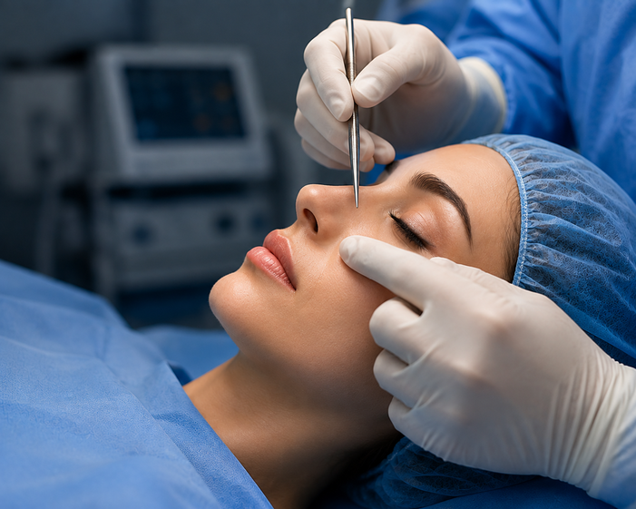 Surgeon consulting a patient about Cosmetic Rhinoplasty